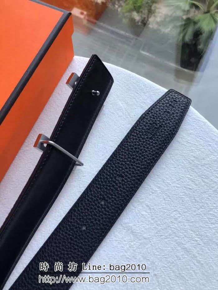愛馬仕HERMES 專櫃H鏤空金屬掛扣精鋼材質 雙面荔枝原版皮高端男士皮帶 HHG1506